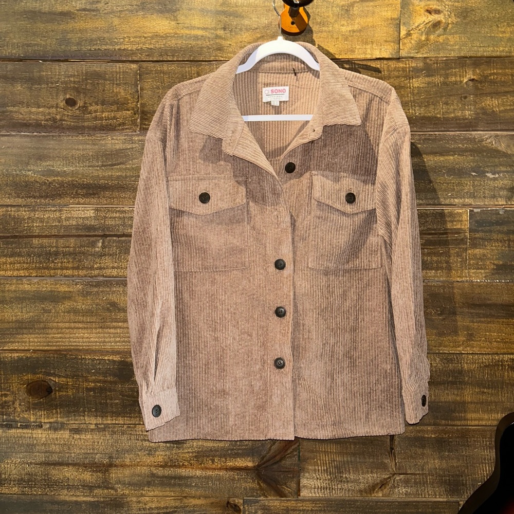 Corduroy Button-Up Jacket - Tan